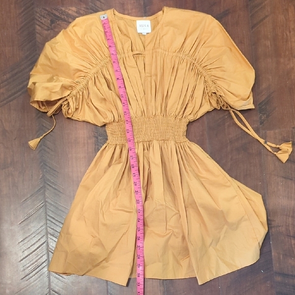 Misa Los Angeles Golden Ruched Short Sleeve Mini Dress, US XS - Picture 6 of 6